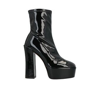 Stuart Weitzman SkyHigh 145 Black Patent Platform‎ Ankle Boots Booties Sz 10